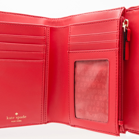 KATE SPADE CALLIE WALLET Leather Cherry Red NWT perfect roomy clutch style - Picture 3 of 5